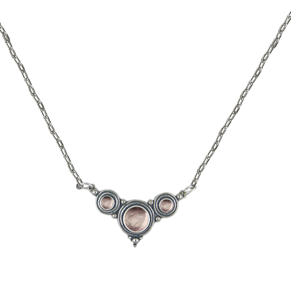 Sterling Silver Gemstone Necklace With Rose Quartz